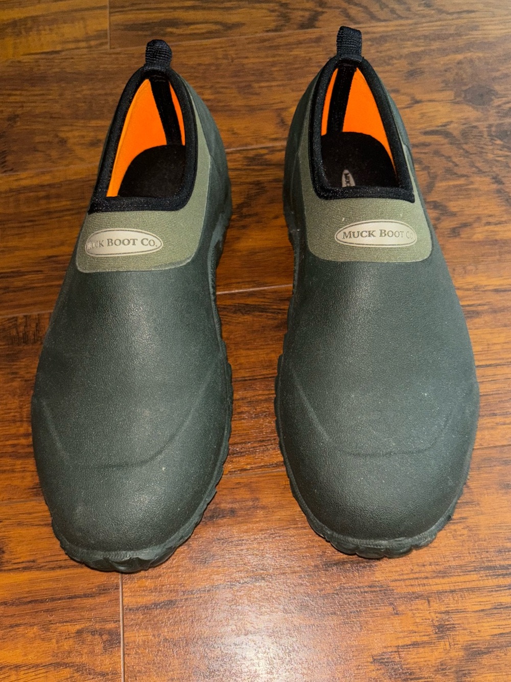 Muck Boot Co Slip-On Waterproof Clogs Army Green Orange Lined Outdoor Mud Shoes